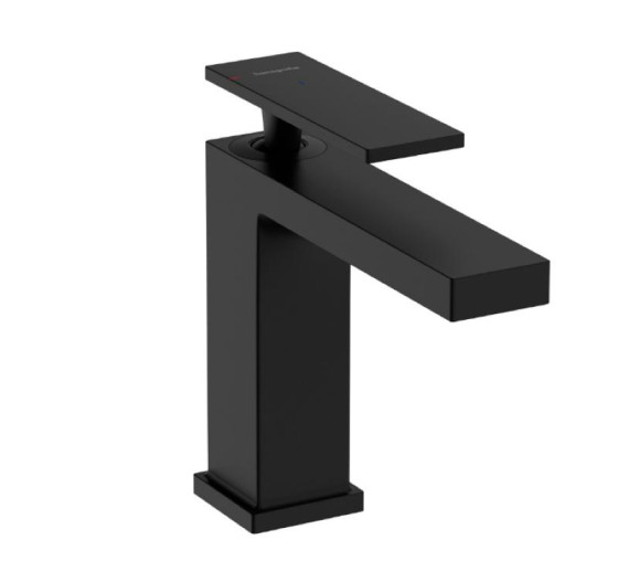 Смеситель для раковины Hansgrohe Tecturis E 110 CoolStart без донного клапана, матовый черный (73012670)