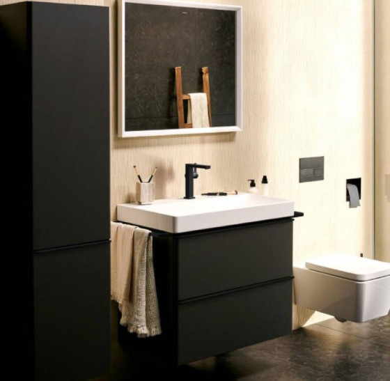 Смеситель для раковины Hansgrohe Tecturis E 150 Fine CoolStart без донного клапана, матовый черный (73041670)