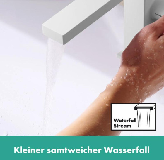 Змішувач для раковини Hansgrohe Tecturis E 150 Fine CoolStart без донного клапана, матовий білий (73041700)