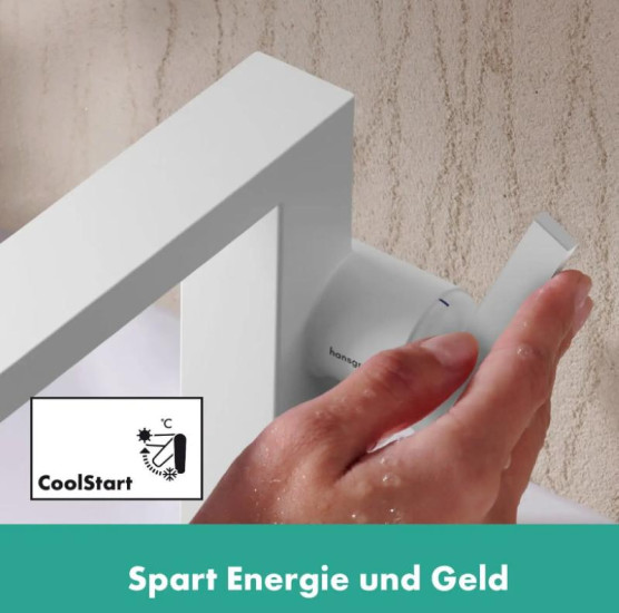 Змішувач для раковини Hansgrohe Tecturis E 150 Fine CoolStart без донного клапана, матовий білий (73041700)