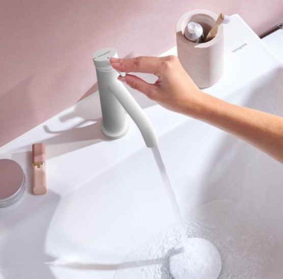 Змішувач для раковини Hansgrohe Tecturis S 110 CoolStart матовий білий (73314700)