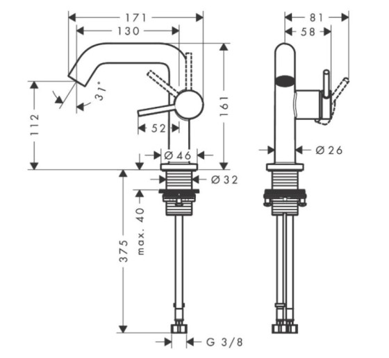 Змішувач для раковини Hansgrohe Tecturis S 110 Fine CoolStart матовий білий (73320700)