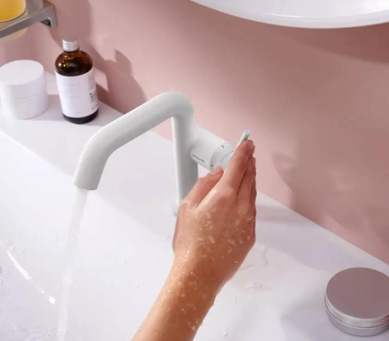 Змішувач для раковини Hansgrohe Tecturis S 110 Fine CoolStart матовий білий (73320700)