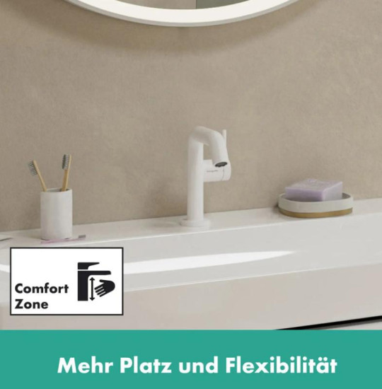 Змішувач для раковини Hansgrohe Tecturis S 110 Fine CoolStart матовий білий (73321700)