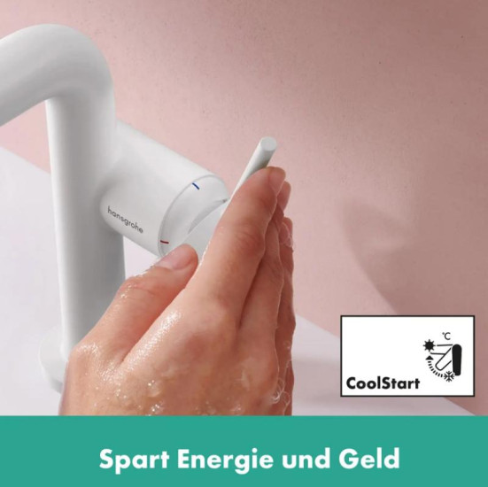 Змішувач для раковини Hansgrohe Tecturis S 110 Fine CoolStart матовий білий (73321700)