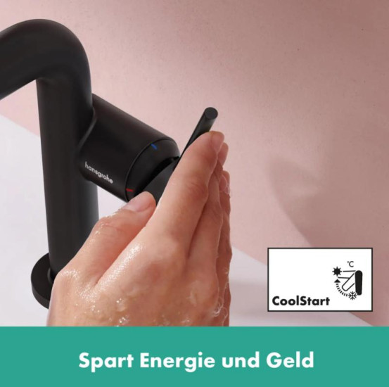 Змішувач для раковини Hansgrohe Tecturis S 150 Fine CoolStart без донного клапана, матовий чорний (73341670)
