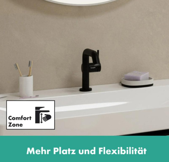 Змішувач для раковини Hansgrohe Tecturis S 150 Fine CoolStart без донного клапана, матовий чорний (73341670)
