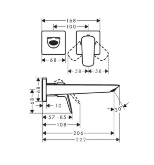 Змішувач прихованого монтажу для раковини Hansgrohe Logis Fine 205 матовий чорний (71256670)