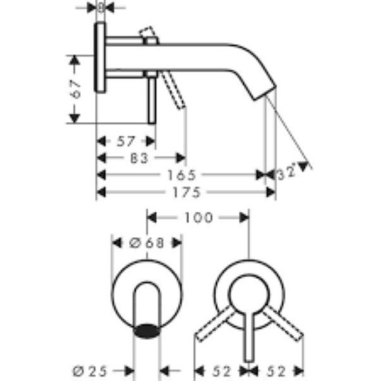 Смеситель скрытого монтажа для раковины Hansgrohe Tecturis S 165 матовый белый (73350700)