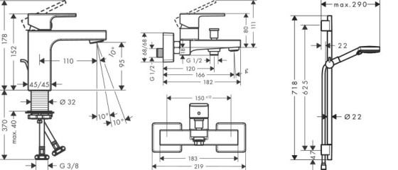 Набір змішувачів Hansgrohe Vernis Shape 71561222 чорний матовий