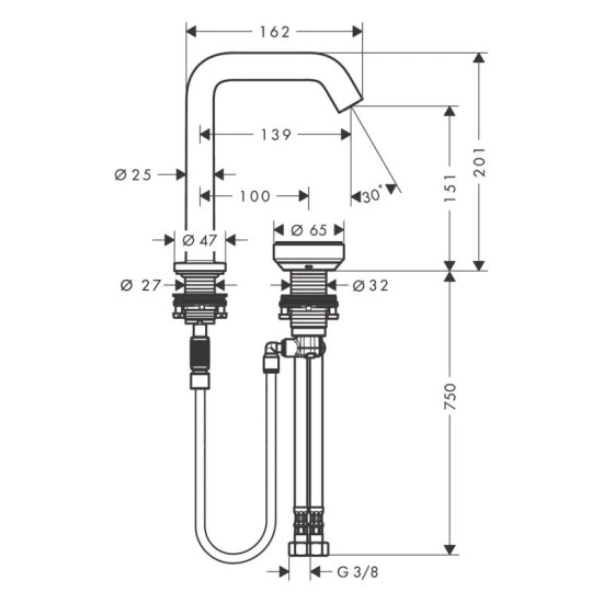 Змішувач для раковини Hansgrohe Tecturis S 150 73353670 CoolStart, push-open чорний матовий