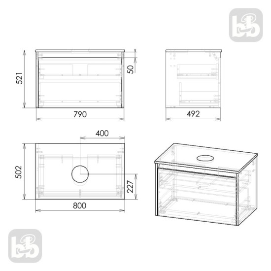 Тумба с раковиной Imprese BILOVEC 80 f3216W белый