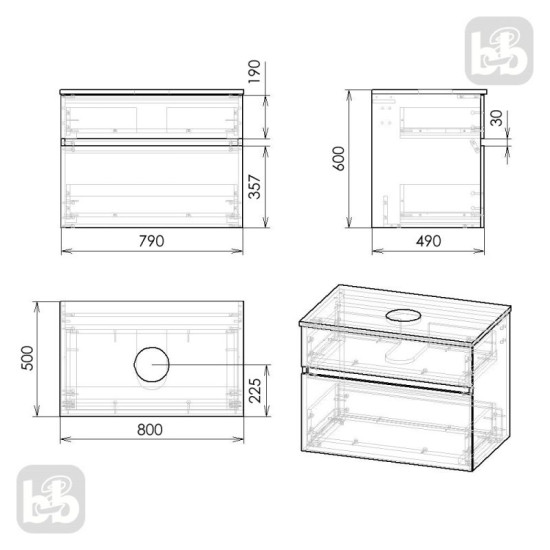 Тумба с раковиной Imprese BLATNA L 80 f32108Dr ильм бергамо
