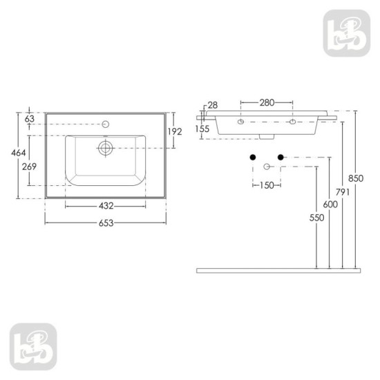 Тумба з раковиною Imprese LASKA 65 f3207W білий