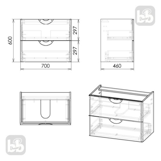 Тумба с раковиной Imprese NOVA VLNA M 70 f32703B черный