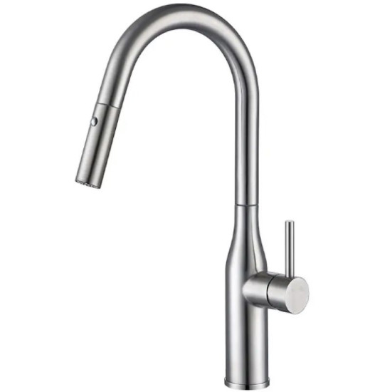 Кухонный смеситель с выдвижным изливом Koer KI-70004-02 (нерж. сталь) (KR3385)