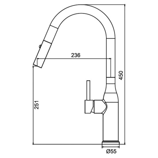 Кухонный смеситель с выдвижным изливом Koer KI-70004-05 (нерж. сталь) (KR3386)