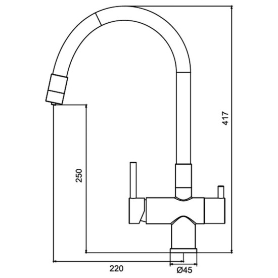 Кухонний змішувач з підключенням до фільтра Koer KB-72002-05 (KR3384)