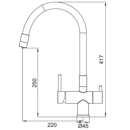 Кухонний змішувач з підключенням до фільтра Koer KB-72002-07 (KR5003)