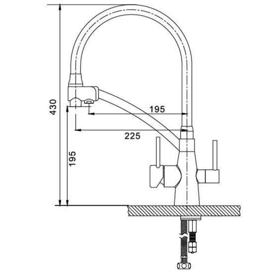 Кухонный смеситель с подключением к фильтру Koer KB-72003-07 (KR3377)