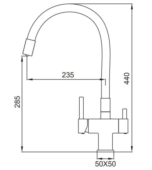 Кухонний змішувач з підключенням до фільтра Koer KB-72023-05 (KR5009)