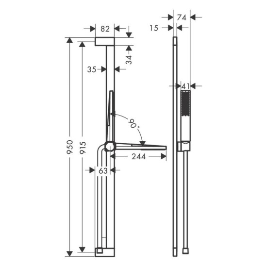 Душевой гарнитур Hansgrohe Pulsify E 100 1jet EcoSmart+ 90 см, белый матовый (24381700)