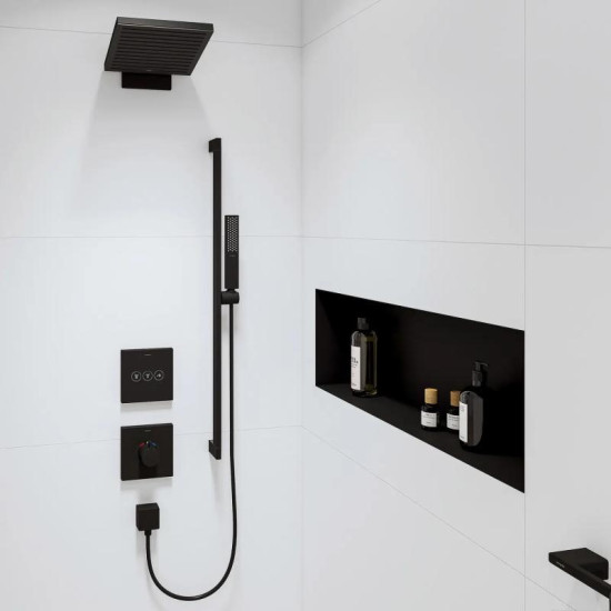 Лійка для верхнього душу Hansgrohe Pulsify E 260 2jet EcoSmart с держателем, чорний матовий (24351670)