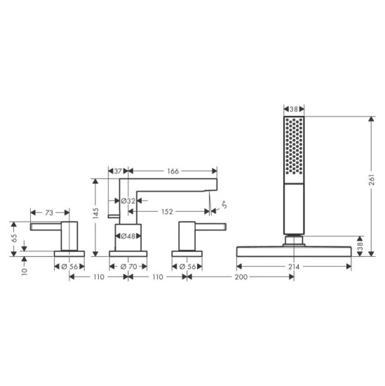 Смеситель на борт ванны Hansgrohe Finoris с sBox хром (76444000)