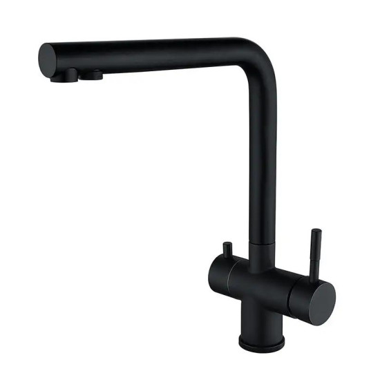 Кухонный смеситель с подключением к фильтру Zerix LUX-021 Black из нерж. стали SUS304 (ZX4870)