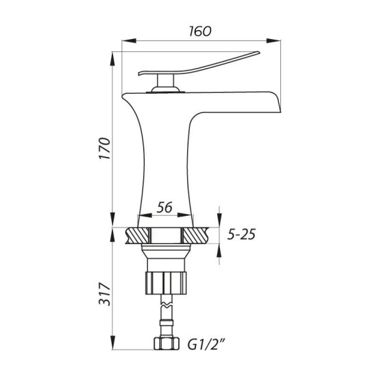 Смеситель для раковины Zerix LR1055-23 (LL1563)