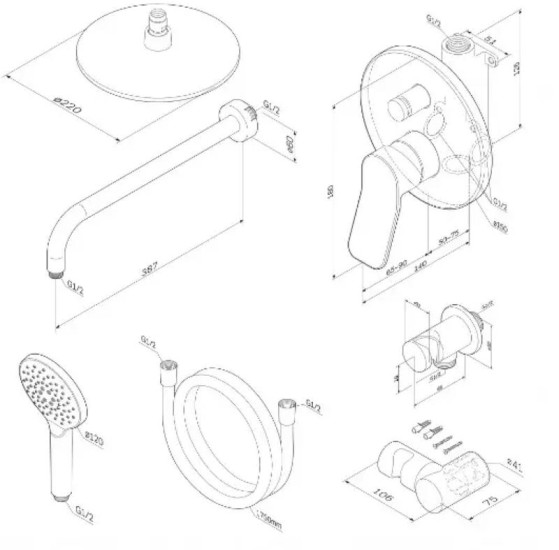 Душова система прихованого монтажу AM.PM X-Joy FB85A1RH20