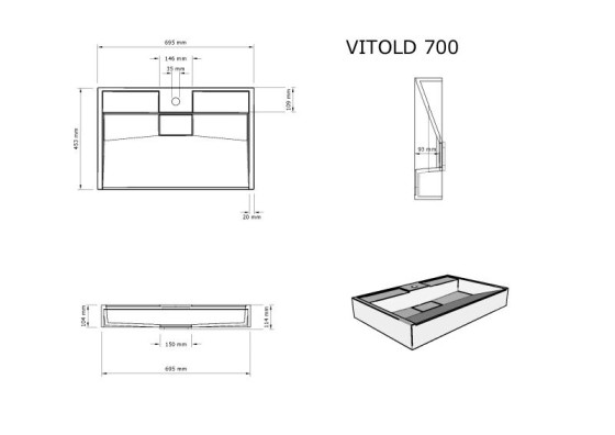 Раковина Fancy Marble (Буль-Буль) Vitold 700
