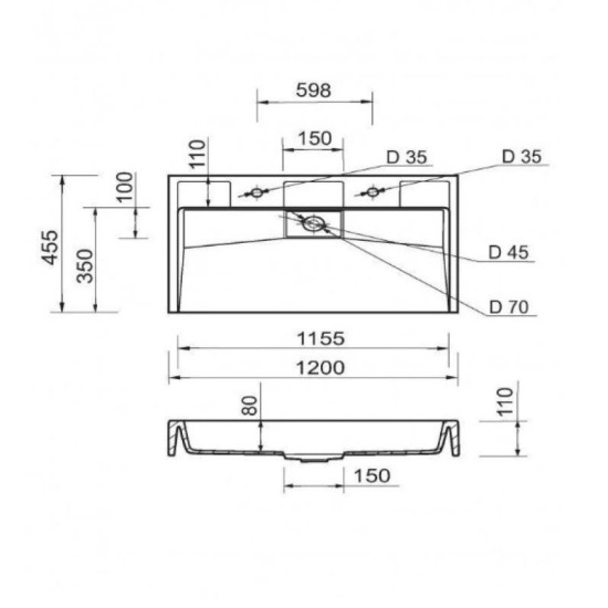 Раковина Fancy Marble (Буль-Буль) Vitold 1200