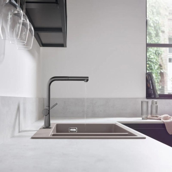 Кухонний змішувач з висувним виливом Hansgrohe Talis M54 210 1jet Brushed Black Chrome (72808340)