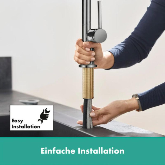 Кухонний змішувач з висувним виливом Hansgrohe Talis M54 210 1jet Brushed Black Chrome (72808340)