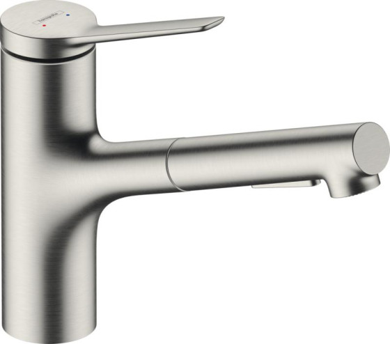 Кухонный смеситель с выдвижным изливом Hansgrohe Zesis M33 150 2jet Stainless (74800800)