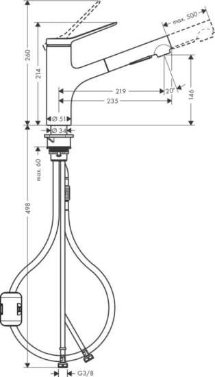 Кухонный смеситель с выдвижным изливом Hansgrohe Zesis M33 150 2jet Stainless (74800800)
