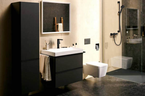 Смеситель для раковины Hansgrohe Tecturis E 240 Fine CoolStart без донного клапана, черный матовый (73072670)