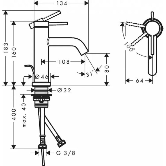 Змішувач для раковини Hansgrohe Tecturis S 80 CoolStart, Matt White (73302700)