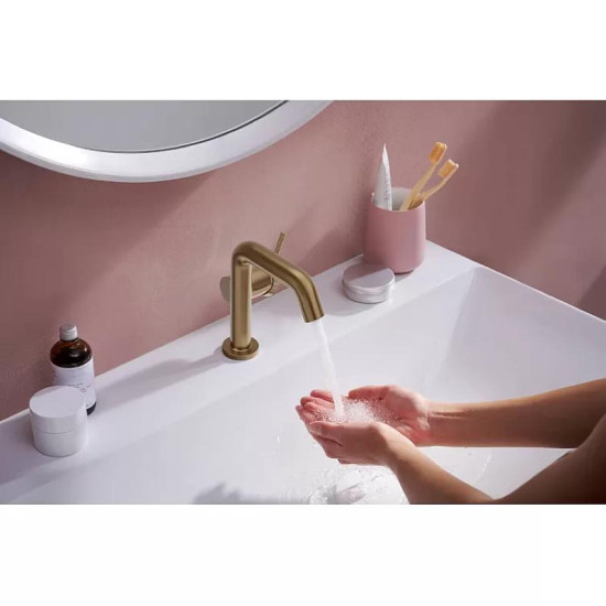 Смеситель для раковины Hansgrohe TecturisS 110 Fine CoolStart с донным клапаном Brushed Bronze (73323140)