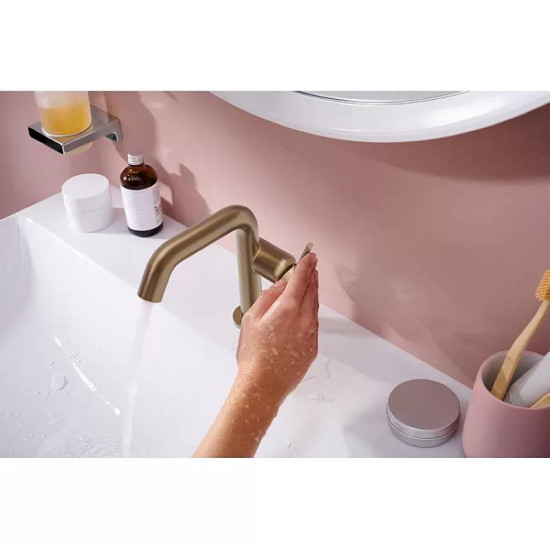 Смеситель для раковины HansgroheTecturis S 110 Fine CoolStart без донного клапана, Brushed Bronze (73321140)