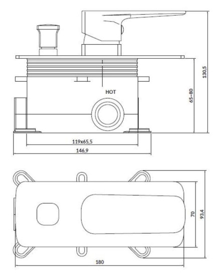 Смеситель скрытого монтажа для душа Cersanit LARGA S951-374