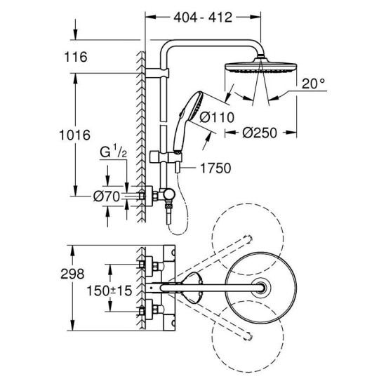 Душова система Grohe Tempesta System 250 чорний матовий (266702431)