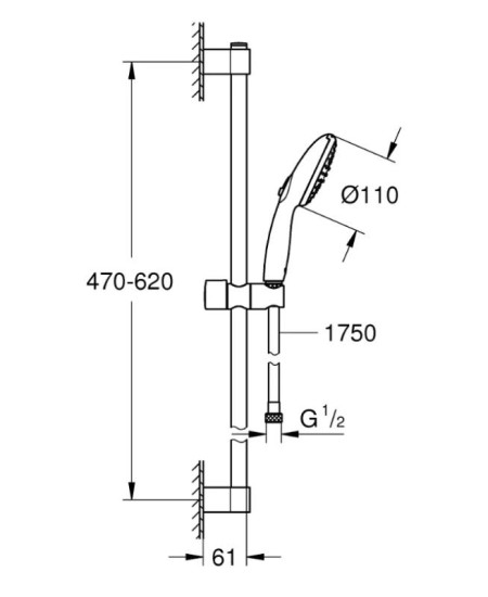 Душевой гарнитур Grohe Tempesta 110 черный матовый (261622433)