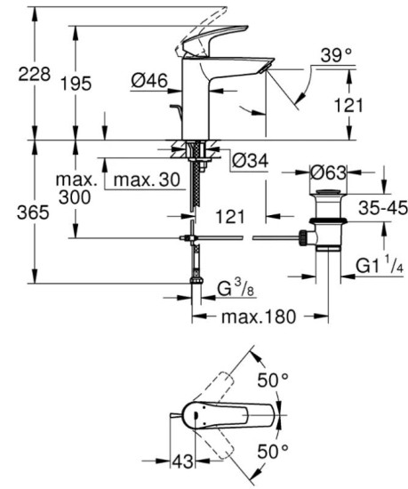 Смеситель для раковины Grohe Eurosmart New M-Size черный матовый (233222433)