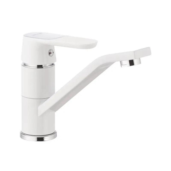 Змішувач для раковини Mixxus Premium TIGER 555 гайка (вилив 15 см) білий (MI0574)