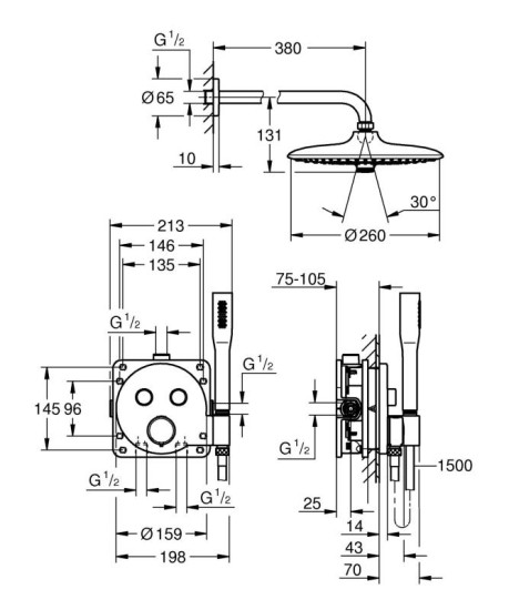 Душевая система скрытого монтажа Grohe QuickFix Precision SmartControl (34878000)