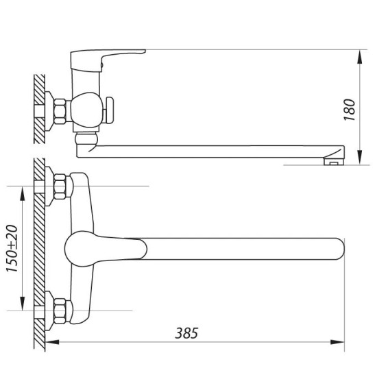 Смеситель для ванны ZERIX BAX A152 (ZX2929)