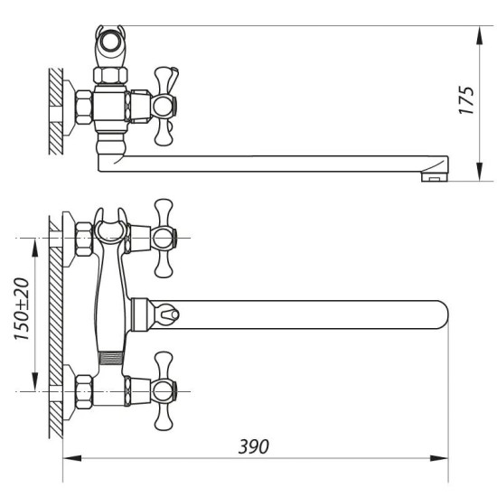 Смеситель для ванны ZERIX D4Q 827 (ZX0009)