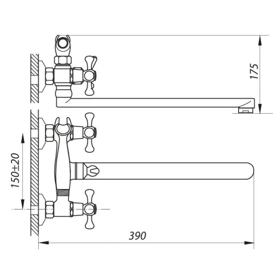 Смеситель для ванны ZERIX DFR-B 722 (ZX2800)